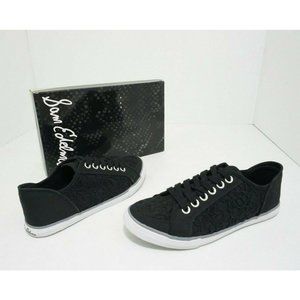 Sam Edelman Haylie Black Lace Suede Women's Lace Up Flats Sneakers US 8